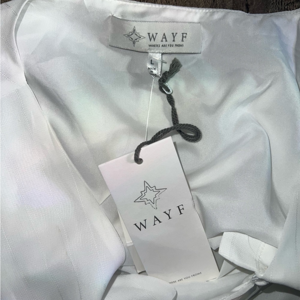 NWT WAYF Lace Trim Knotted Long Sleeve Blouse Ivory - Picture 9 of 11